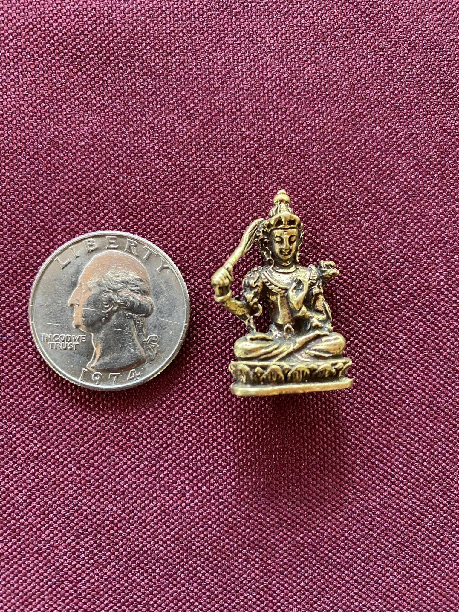 Tiny Brass Manjushri Statue | Handmade | 1.18 inches by .79 inches | Manjushree - The Incense Stick