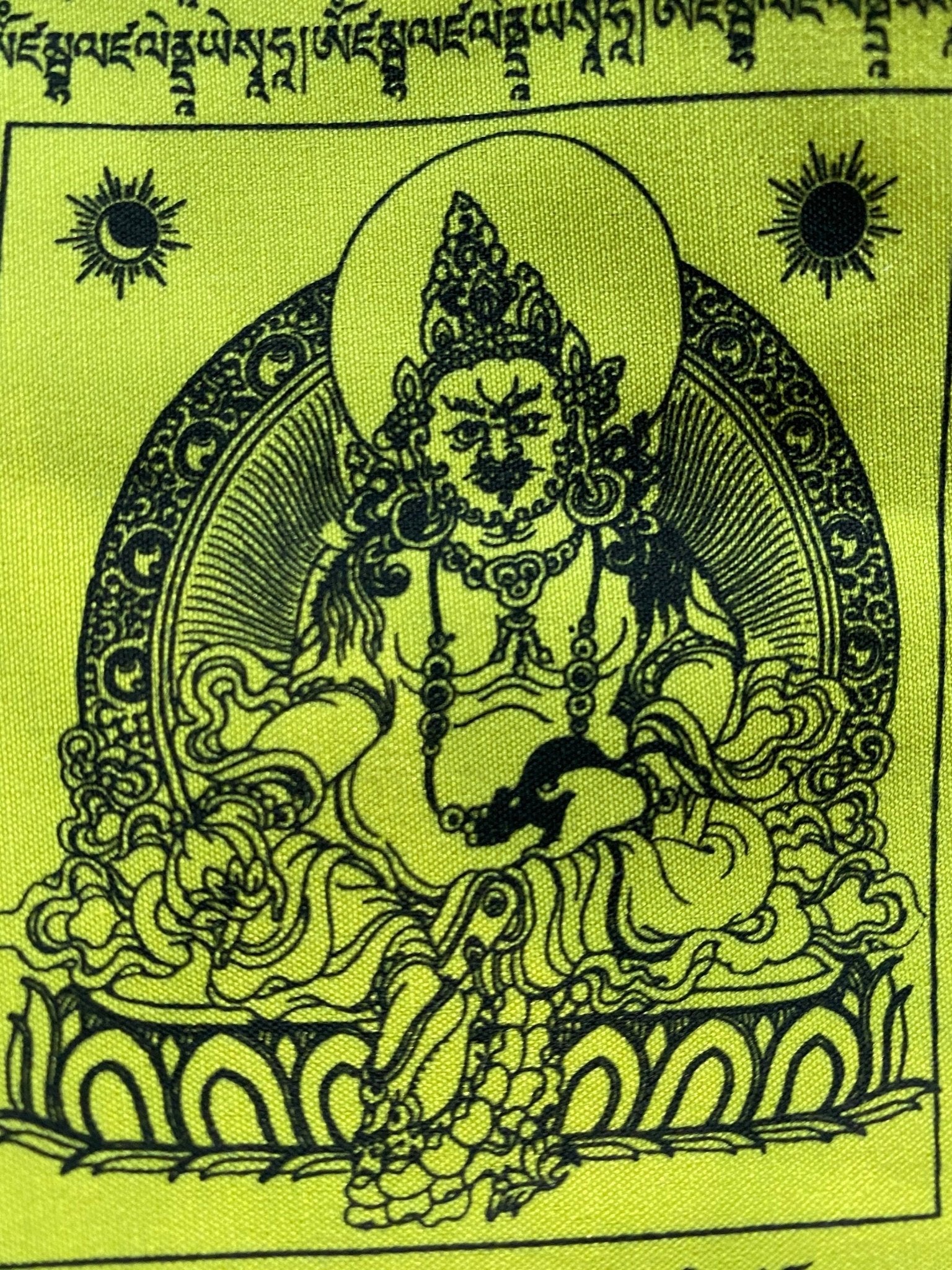 Dzambhala Prayer Flags | Tibetan Prayer Flags | 6in x 7.5in | 1 set of 10 five color flags | Wealth - The Incense Stick