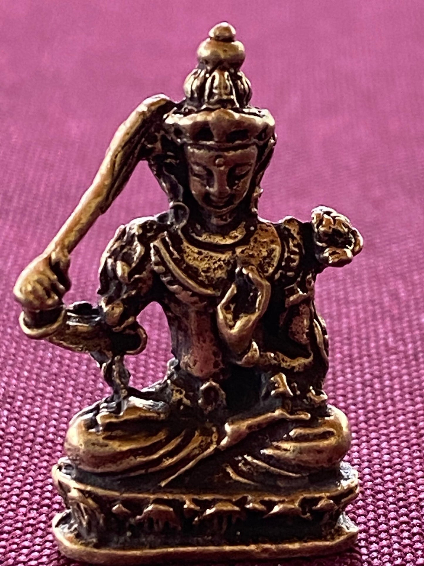 Tiny Brass Manjushri Statue | Handmade | 1.18 inches by .79 inches | Manjushree - The Incense Stick