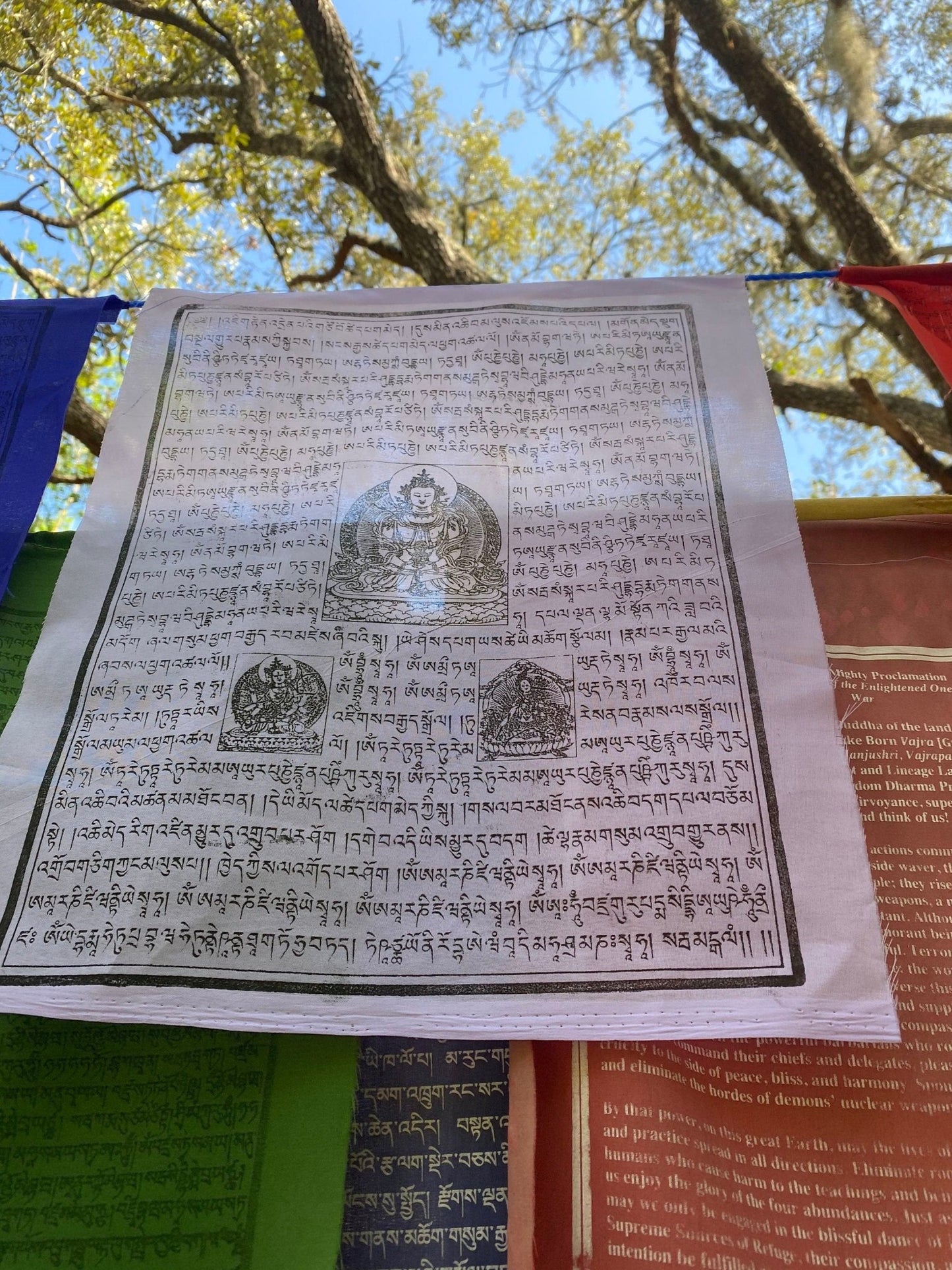 Mixed Deity Prayer Flags | Tibetan Prayer Flags | 13in x 16in | 1 set of 25 flags | VERY LARGE - The Incense Stick