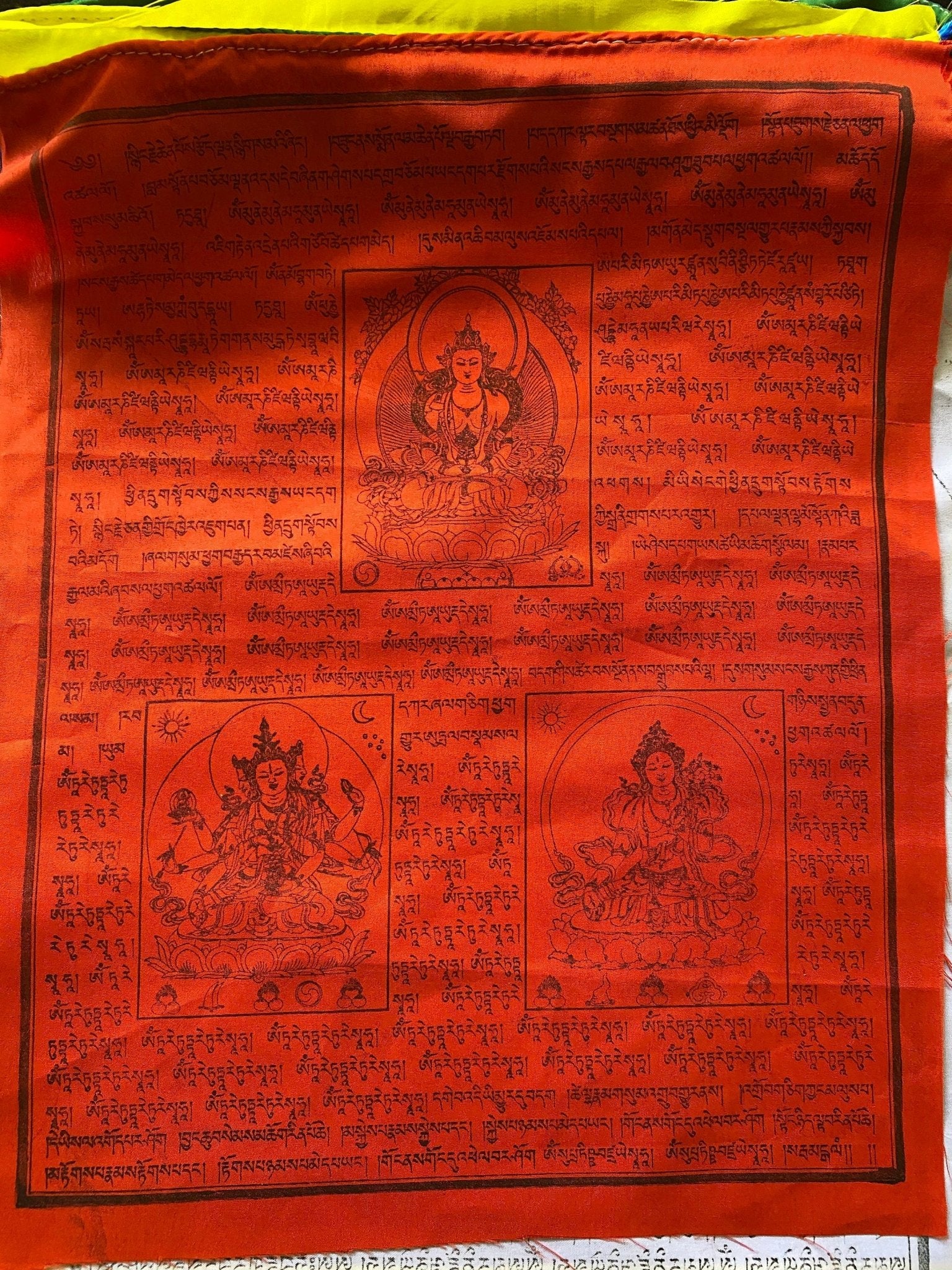 Mixed Deity Prayer Flags | Tibetan Prayer Flags | 13in x 16in | 1 set of 25 flags | VERY LARGE - The Incense Stick