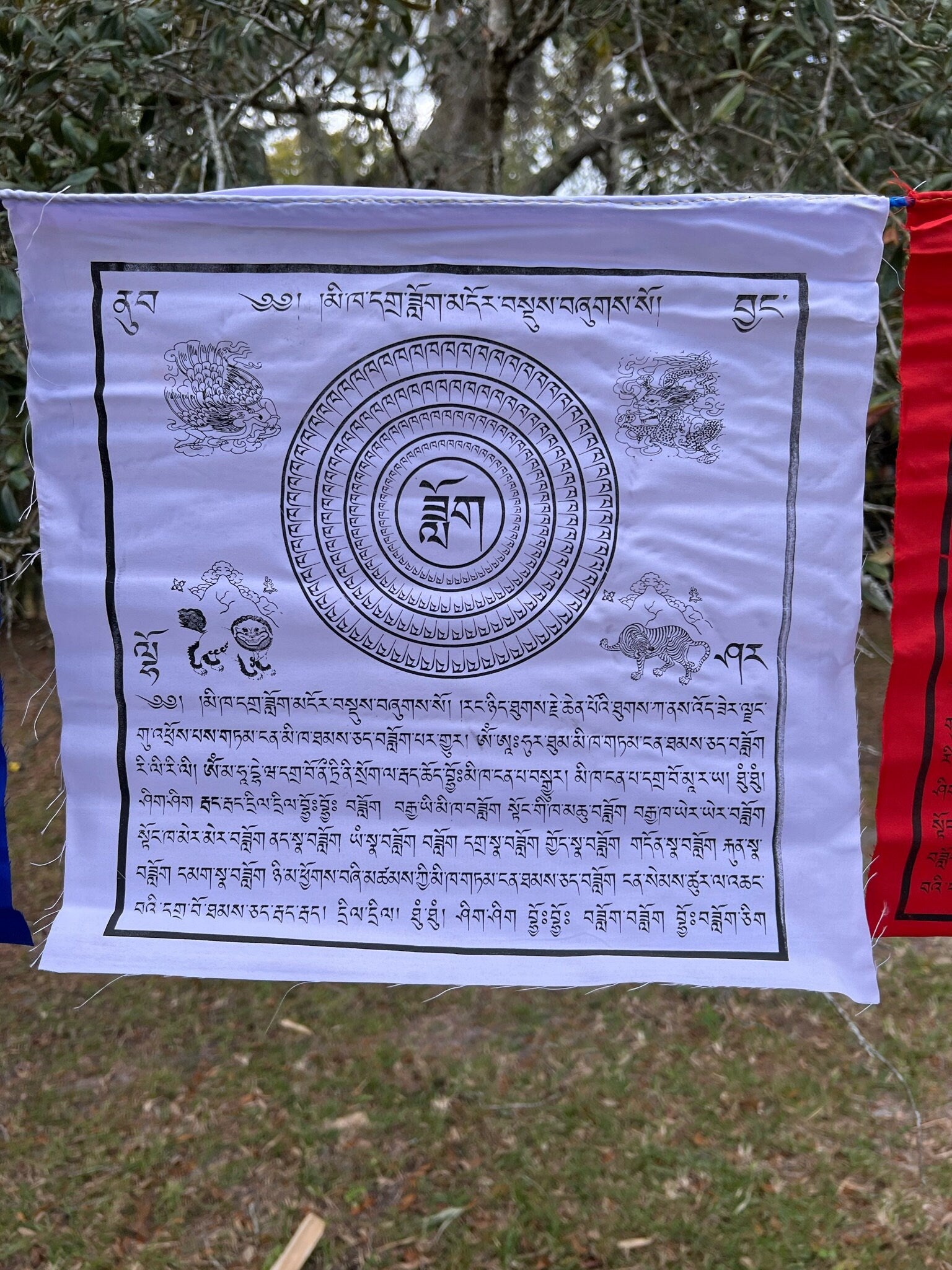 Mikha Dadok| Tibetan Prayer Flags | 13 x 13 | Set of 25 | Ward off Misfortune | Me Kha - The Incense Stick