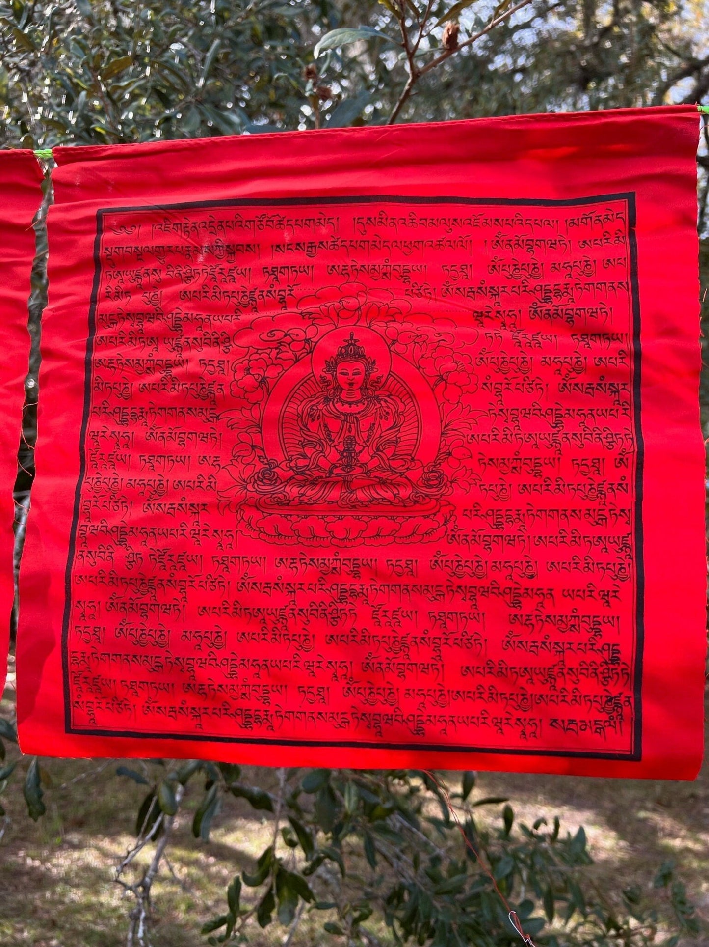 Amitayus | Tibetan Prayer Flags | 13 x 13 | 1 Strand of 25 Flags | All Red | Tsepame | Buddha of Longevity - The Incense Stick