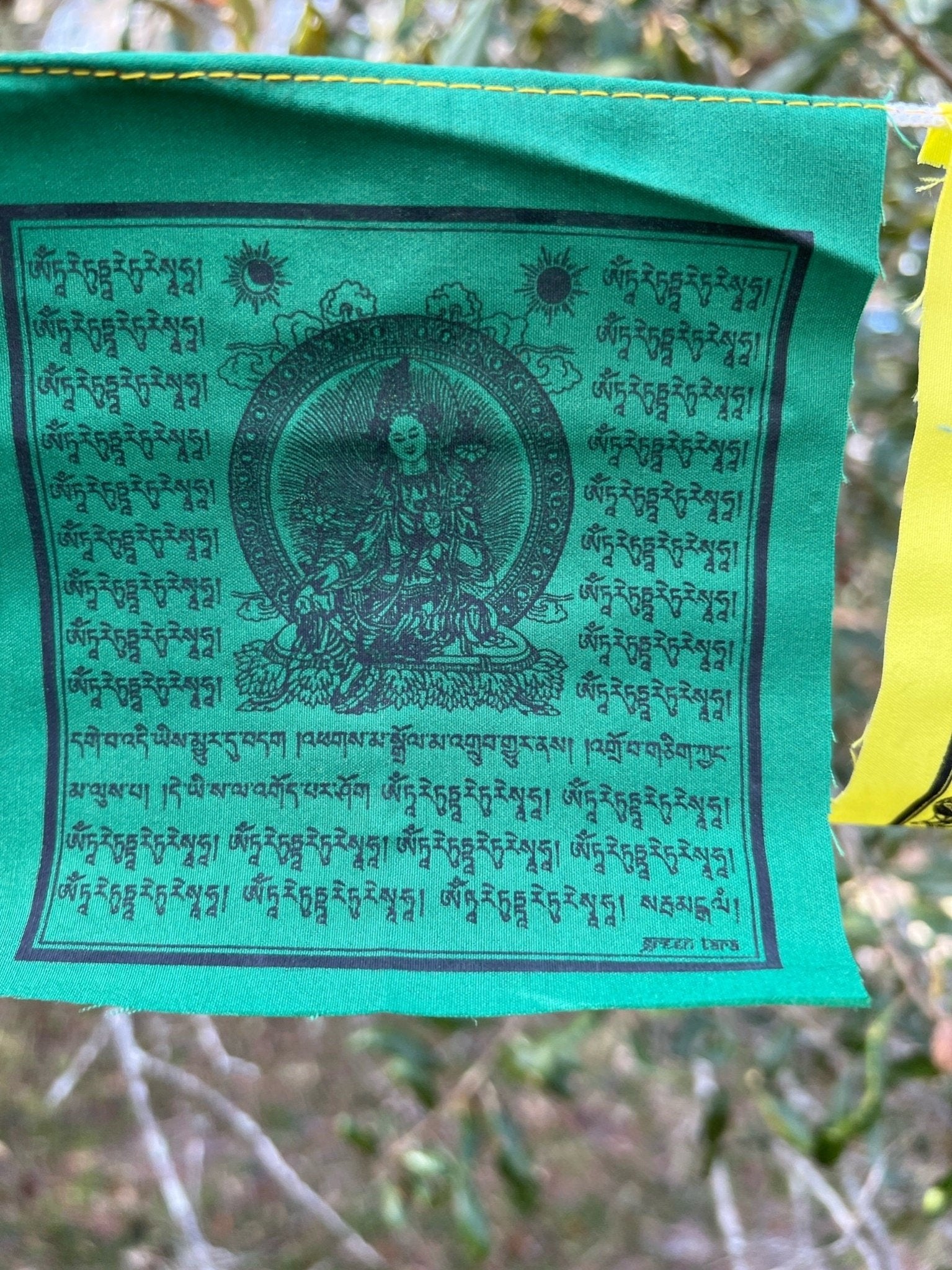 Tiny Mixed Deity |Tibetan Prayer Flags | 4in x 4in | 1 strand of 10 flags | Highest Quality - The Incense Stick