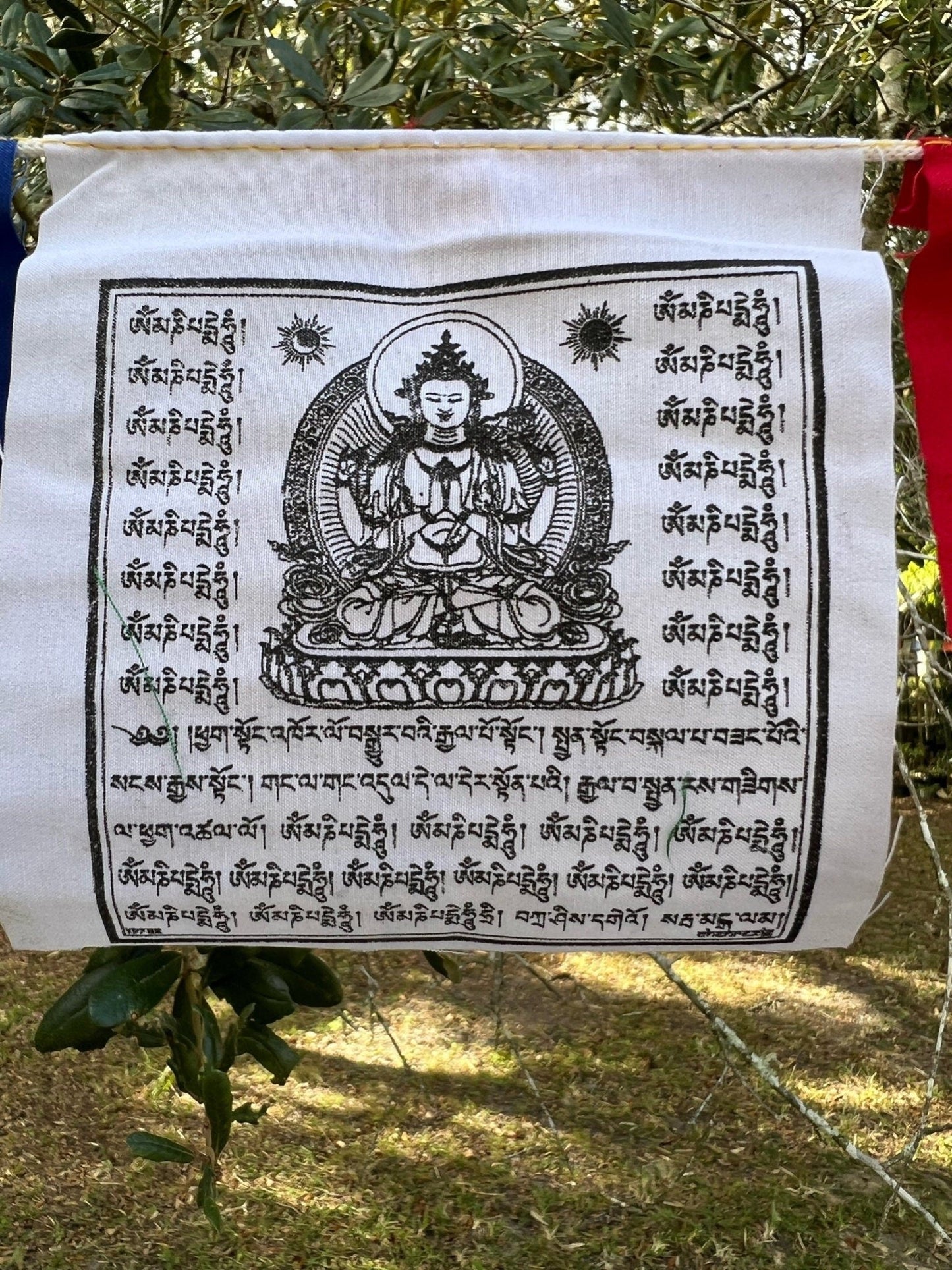 Tiny Mixed Deity |Tibetan Prayer Flags | 4in x 4in | 1 strand of 10 flags | Highest Quality - The Incense Stick