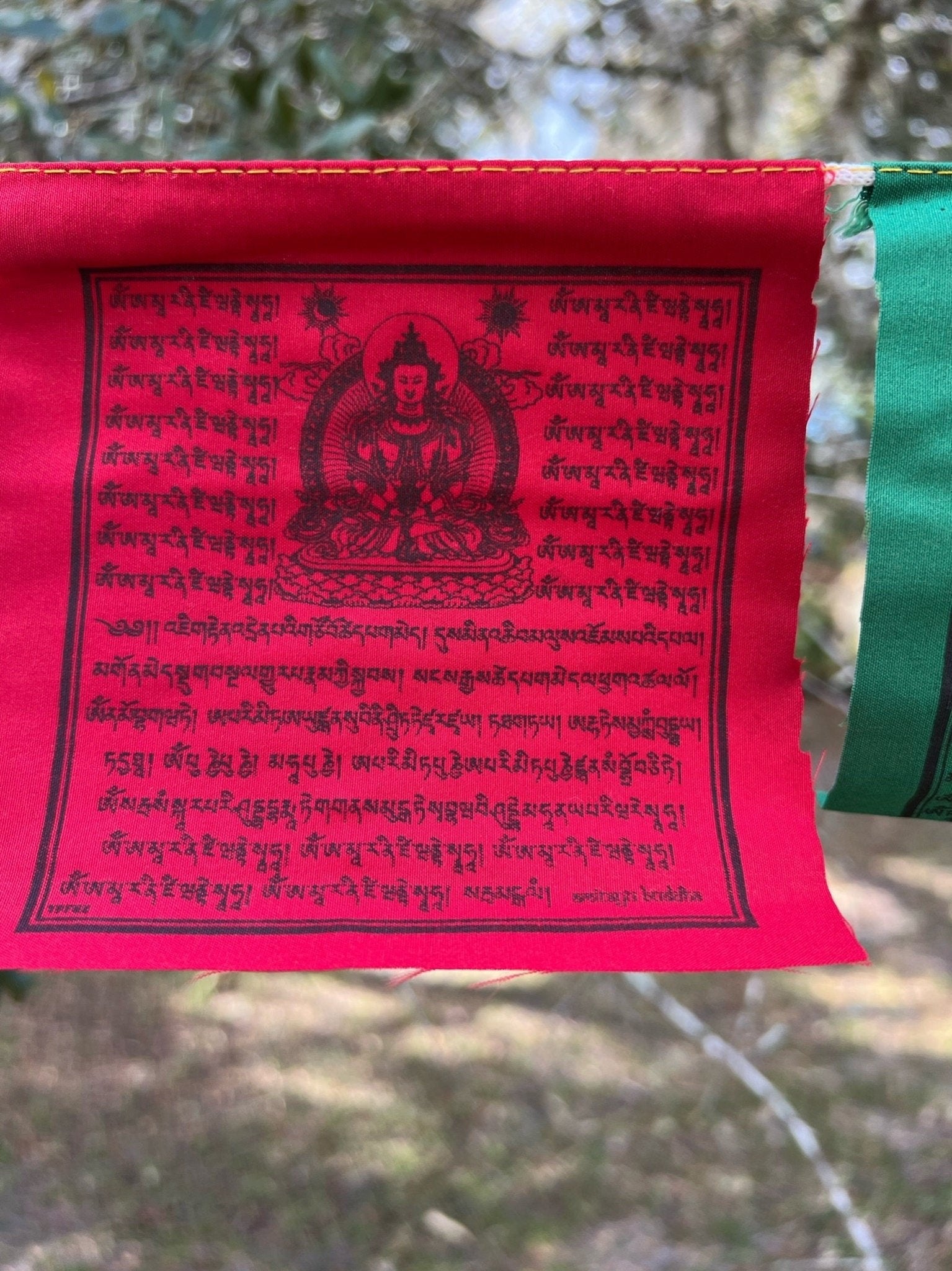 Tiny Mixed Deity |Tibetan Prayer Flags | 4in x 4in | 1 strand of 10 flags | Highest Quality - The Incense Stick