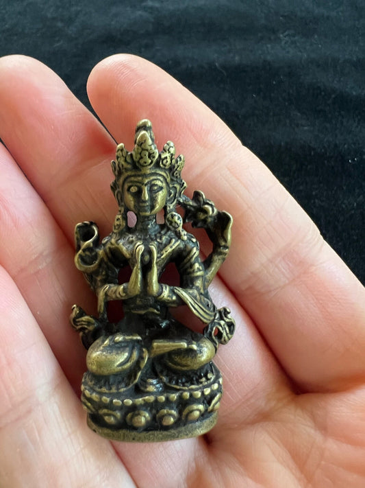Small Chenrezig Statue | Handmade | 1.75 inches by 1 inches | Avalokitesvara - The Incense Stick