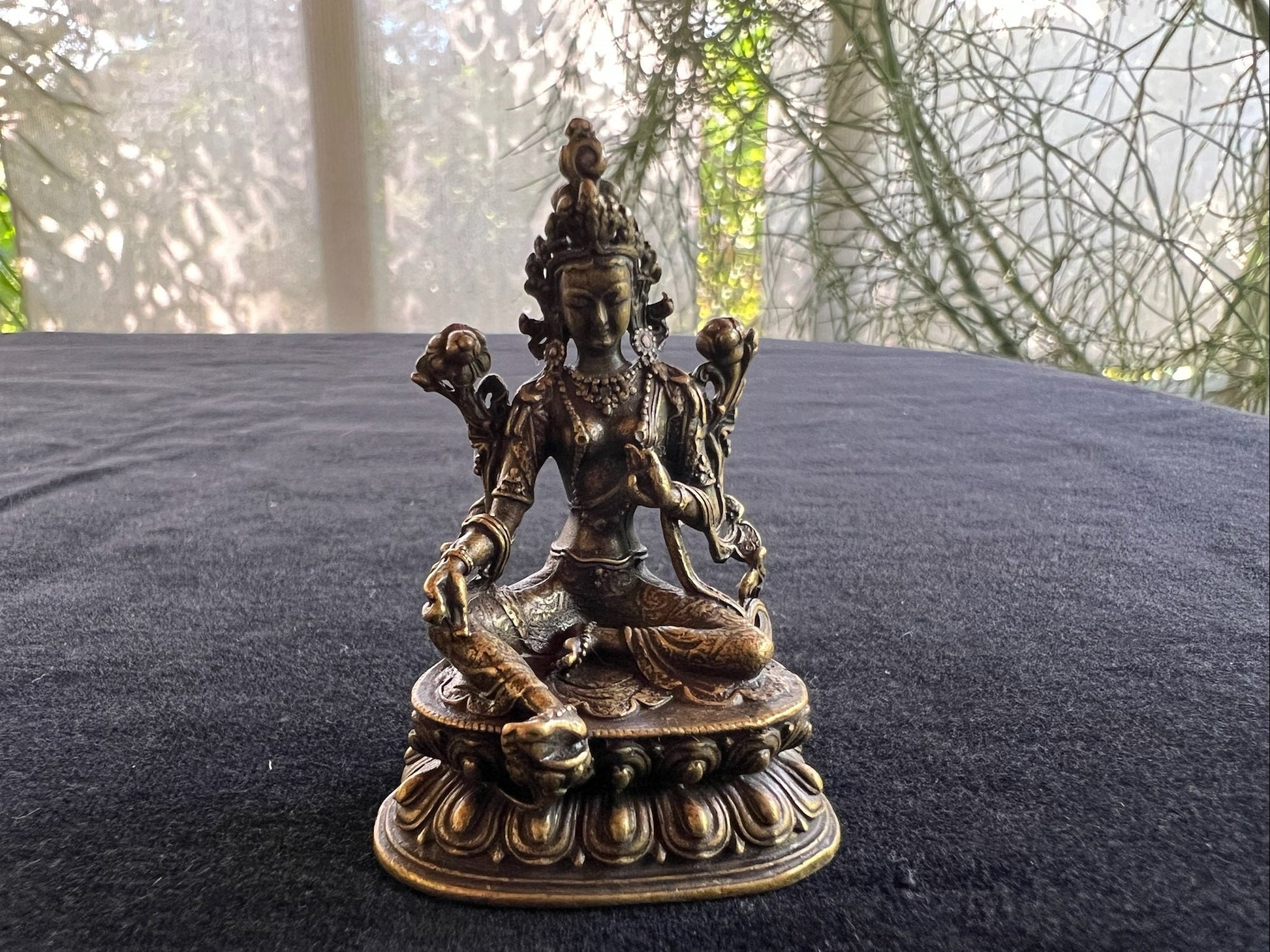 Deluxe Small Green Tara Statue (Matte Finish) | Handmade |2.17 inches | Dolma - The Incense Stick
