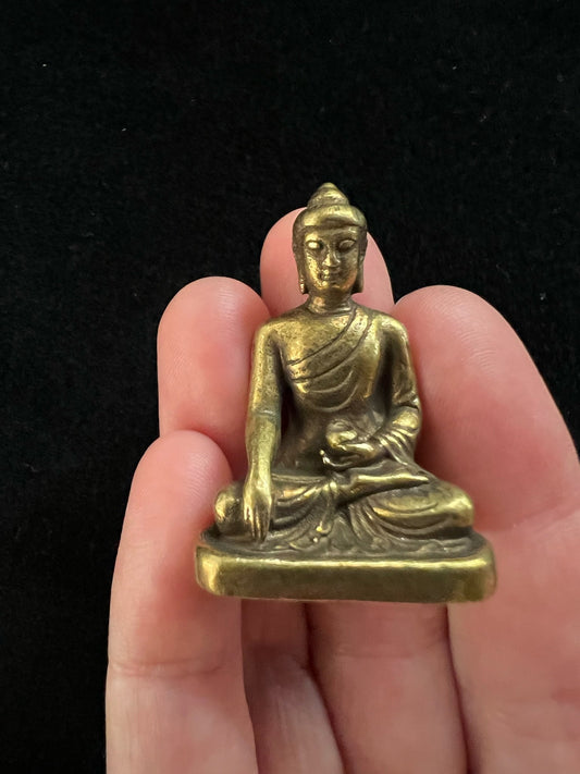 Small Brass Buddha Shakyamuni Statue | Handmade | 1.50 inches by 1.10 inches - The Incense Stick