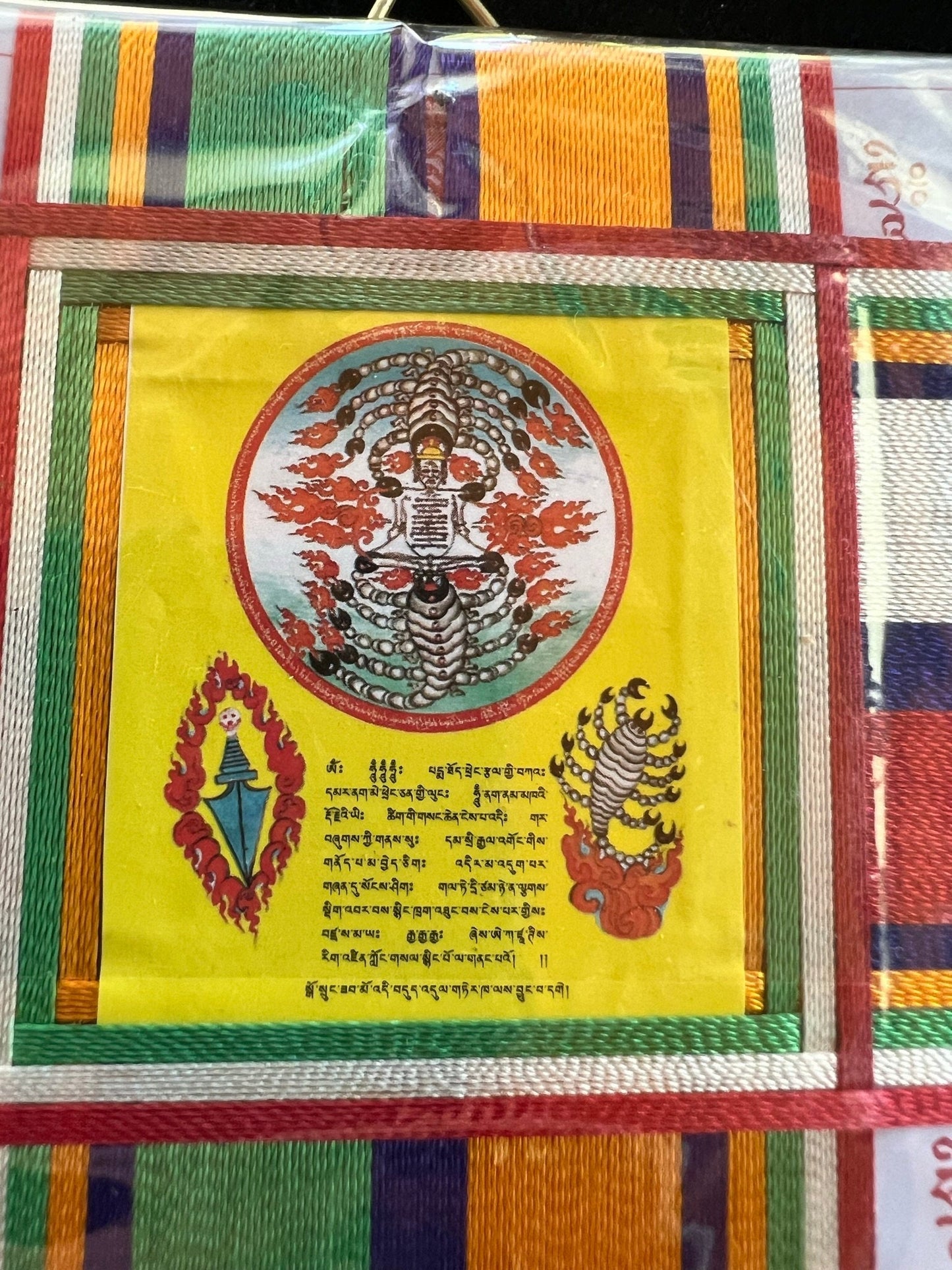 Scorpion Protection Yantra Protective Amulet | | 4.5 in by 4.5 in | Protection Blessing | Tibetan Astrology Thangka - The Incense Stick