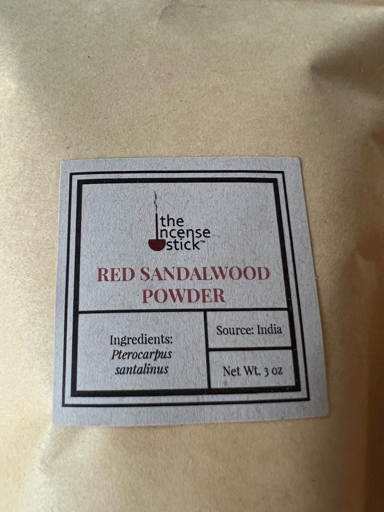 Premium Red Sandalwood Powder| 3 oz | India | Pterocarpus santalinus | Rakta Chandana - The Incense Stick