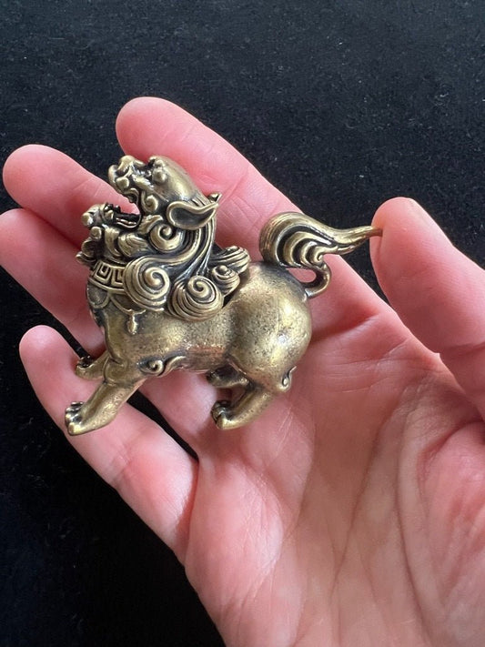 Tiny Snow Lion Incense Burner | Approx. 2.5 inches wide x 2 inches high | Brass - The Incense Stick