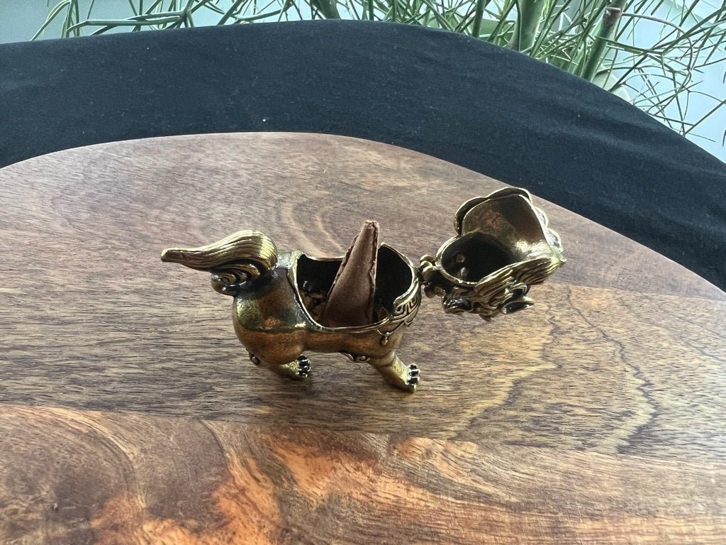 Tiny Snow Lion Incense Burner | Approx. 2.5 inches wide x 2 inches high | Brass - The Incense Stick