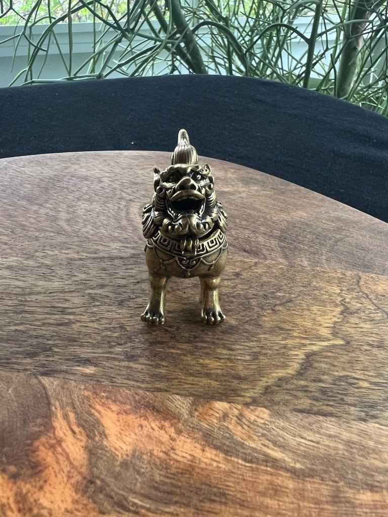 Tiny Snow Lion Incense Burner | Approx. 2.5 inches wide x 2 inches high | Brass - The Incense Stick