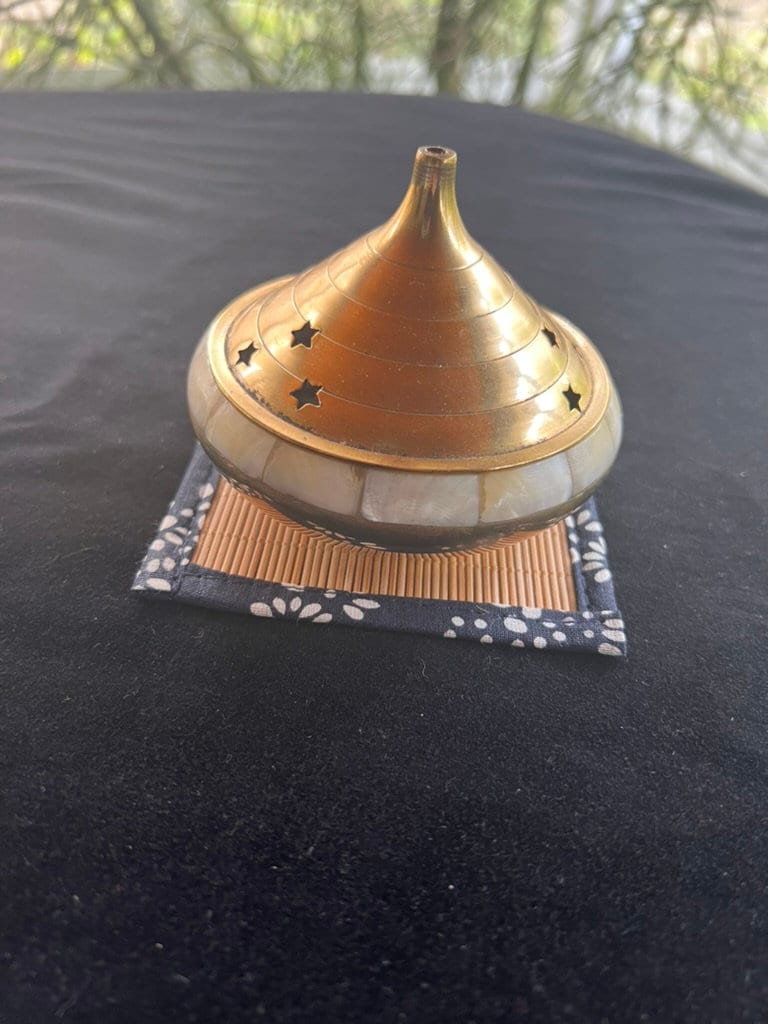 Tiny Bamboo Mat | 1 fabric trimmed mat | Incense Burner Not Included | 4in square - The Incense Stick