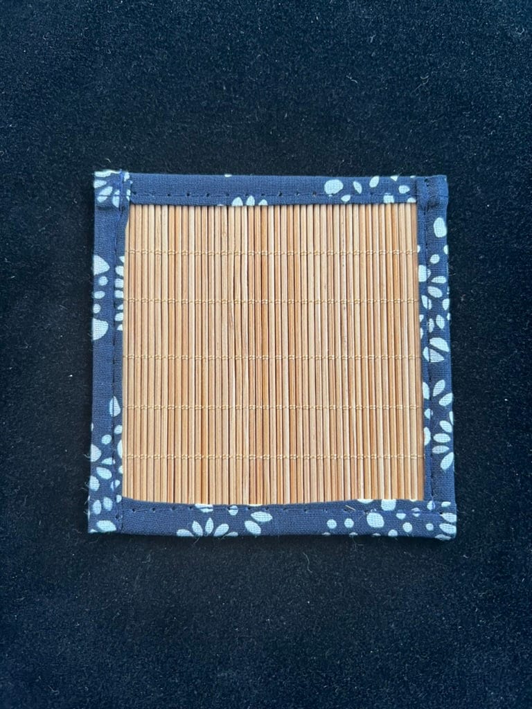 Tiny Bamboo Mat | 1 fabric trimmed mat | Incense Burner Not Included | 4in square - The Incense Stick