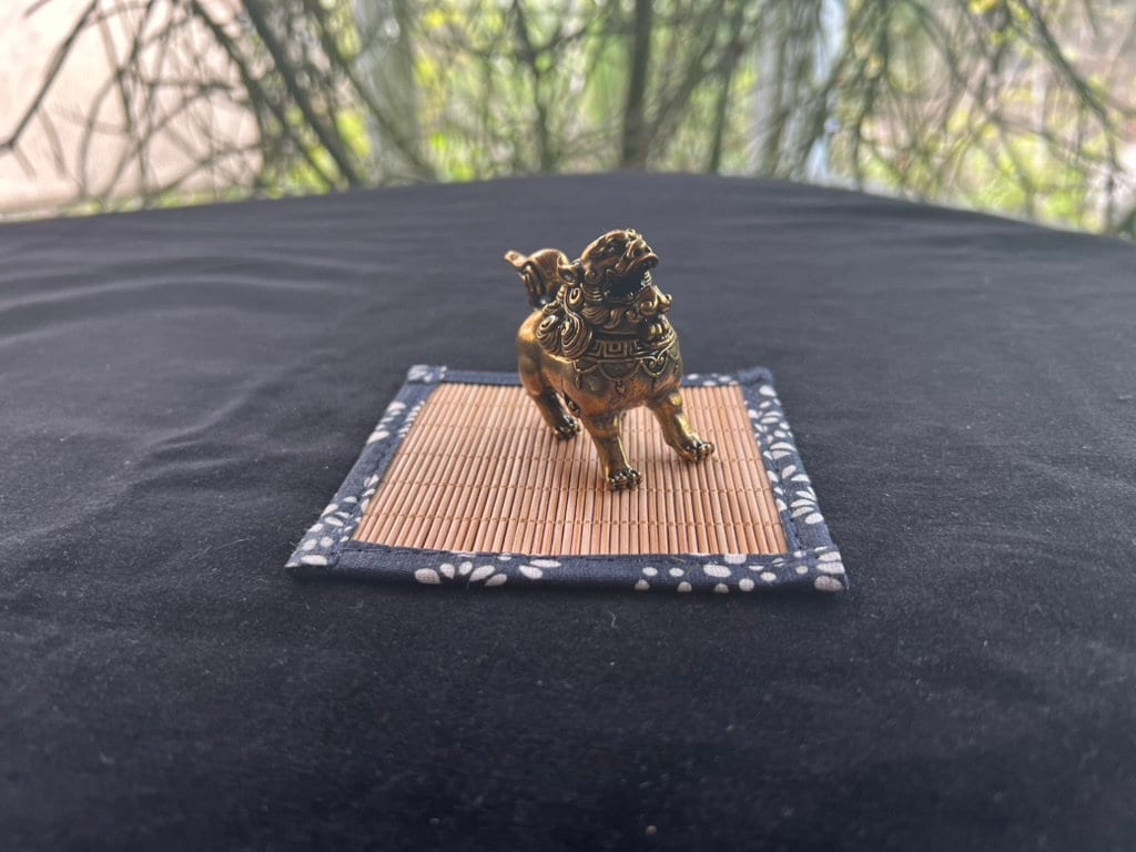 Tiny Bamboo Mat | 1 fabric trimmed mat | Incense Burner Not Included | 4in square - The Incense Stick