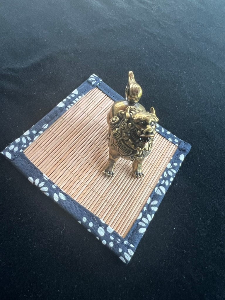 Tiny Bamboo Mat | 1 fabric trimmed mat | Incense Burner Not Included | 4in square - The Incense Stick