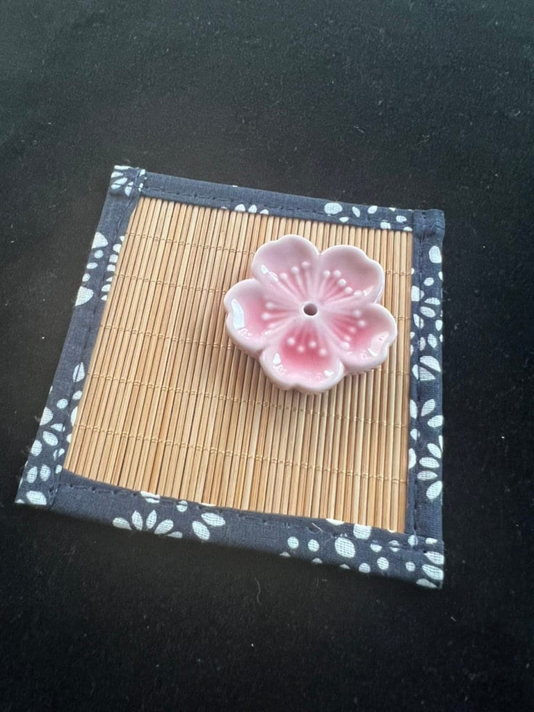 Tiny Bamboo Mat | 1 fabric trimmed mat | Incense Burner Not Included | 4in square - The Incense Stick