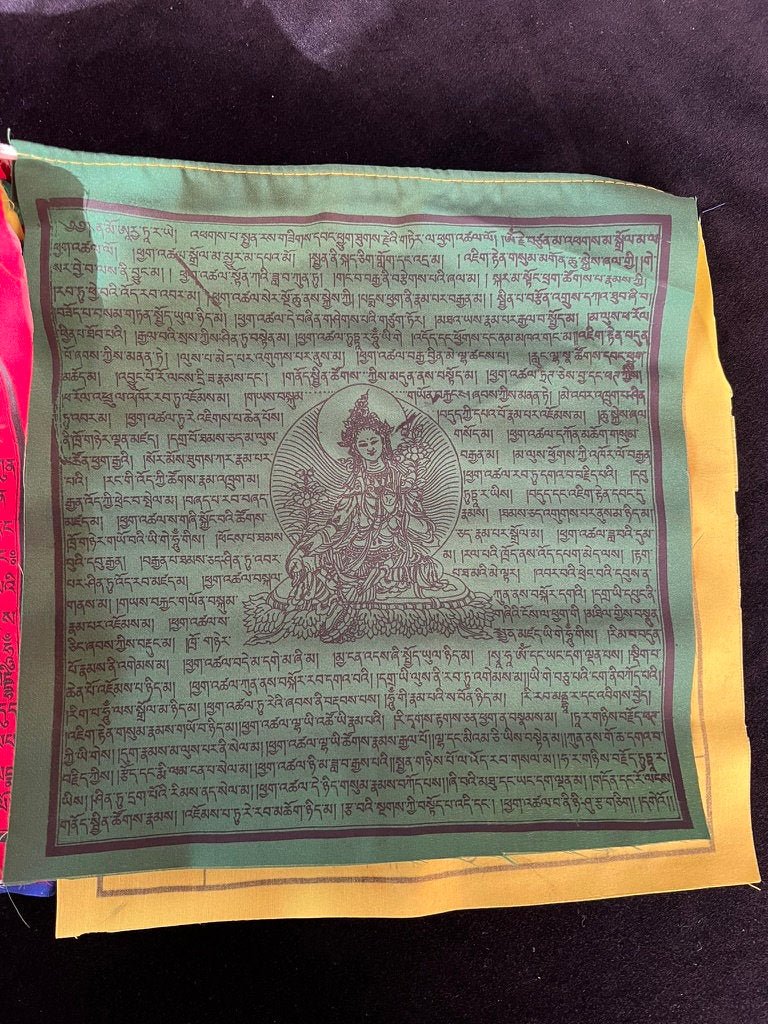 Mixed Deity Tibetan Prayer Flags | 10in x 10in | 1 strand of 25 flags | Highest Quality - The Incense Stick